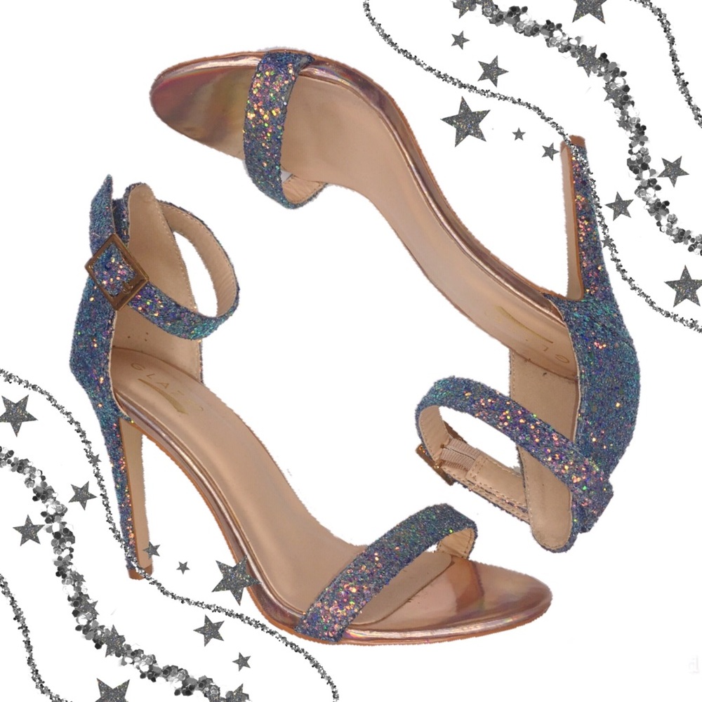 Glaze multi colored shimmer glitter heels